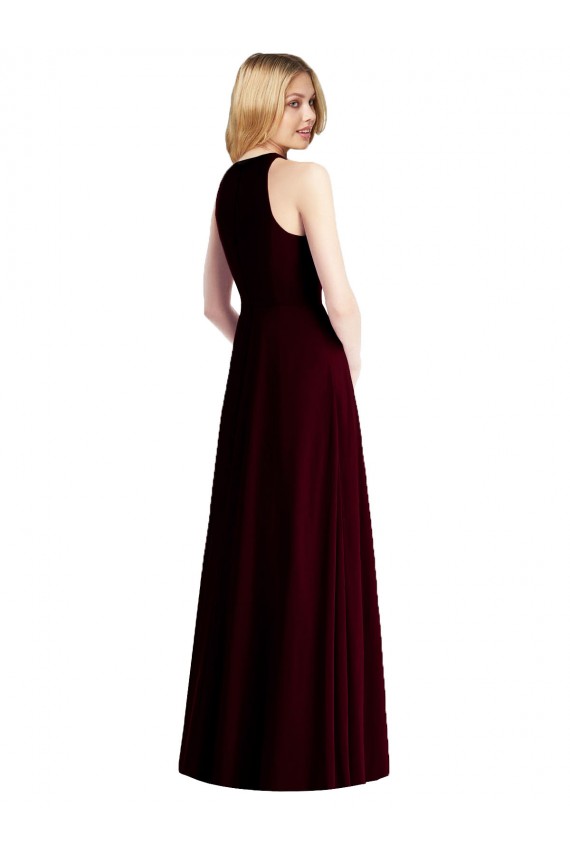 Online Helles Himmelblau Trompete Neckholder Chiffon Lange Brautjungfernkleider