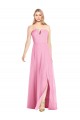 Online Hot Rosa Trompete V-Ausschnitt Trägerlos Chiffon Lange Brautjungfernkleider