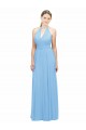 Online Immergrün A-Linien Neckholder Chiffon Lange Brautjungfernkleider