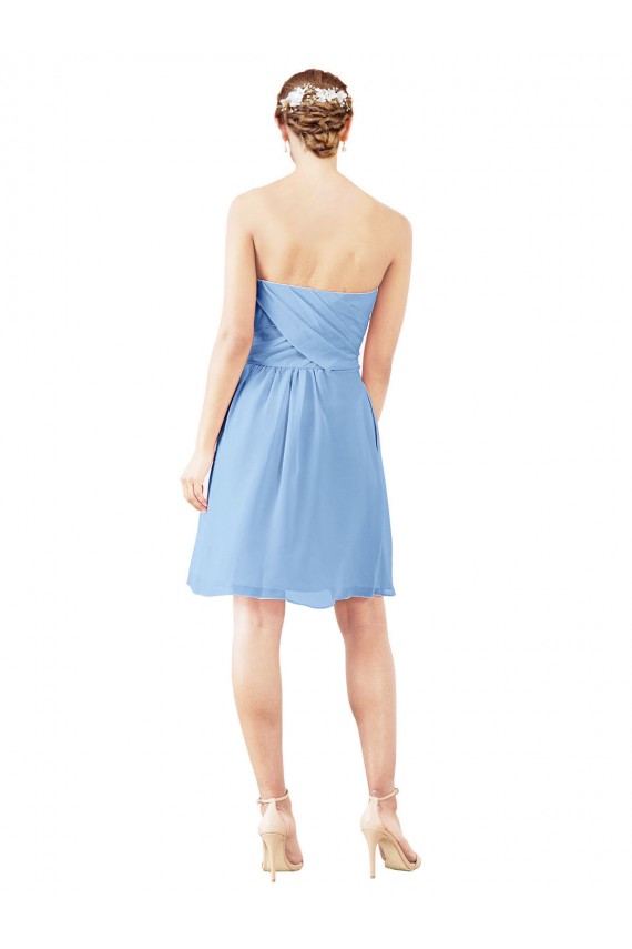 Online Immergrün A-Linien Trägerlos Knielang Chiffon Kurze Brautjungfernkleider / Cocktailkleider / Heimkehr Kleider