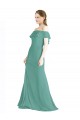 Online Isländisches Silber A-Linien Off-Schulter Chiffon Lange Brautjungfernkleider