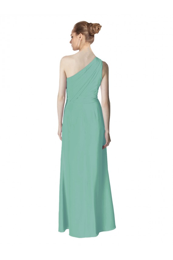Online Jade A-Linien Eine-Schulter Chiffon Lange Brautjungfernkleider