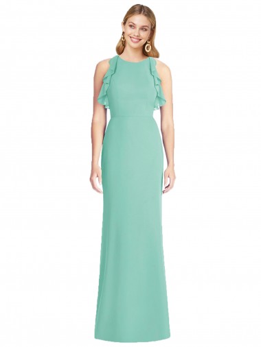 Online Jade Meerjungfrau Juwel Ausschnitt Chiffon Lange Brautjungfernkleider