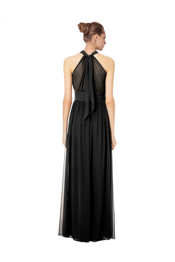 Online Jagdgrün A-Linien Neckholder Chiffon Lange Brautjungfernkleider