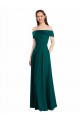 Online Jagdgrün A-Linien Off-Schulter Chiffon Lange Brautjungfernkleider
