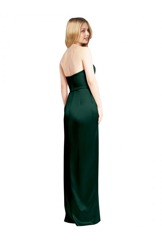 Online Jagdgrün A-Linien Scoop Trägerlos Stretch-Satin Lange Formale Brautjungfernkleider / Abendkleider / Abiballkleider