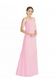 Online Kaum Rosa A-Linien Spaghetti-Träger Chiffon Lange Brautjungfernkleider