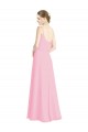 Online Kaum Rosa A-Linien Spaghetti-Träger Chiffon Lange Brautjungfernkleider