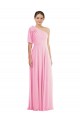 Online Kaum Rosa Trompete Eine-Schulter Chiffon Lange Brautjungfernkleider