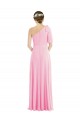 Online Kaum Rosa Trompete Eine-Schulter Chiffon Lange Brautjungfernkleider