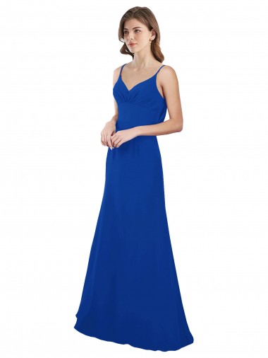 Online Königsblau A-Linien Chiffon Lange Brautjungfernkleider