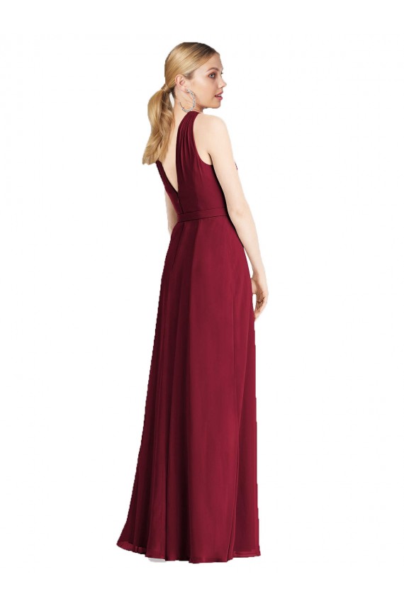 Online Königsblau A-Linien Neckholder Chiffon Lange Brautjungfernkleider