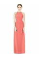 Online Koralle A-Linien Neckholder Chiffon Lange Brautjungfernkleider