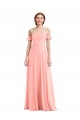 Online Lachs A-Linien Off-Schulter Chiffon Lange Brautjungfernkleider