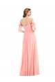 Online Lachs A-Linien Off-Schulter Chiffon Lange Brautjungfernkleider