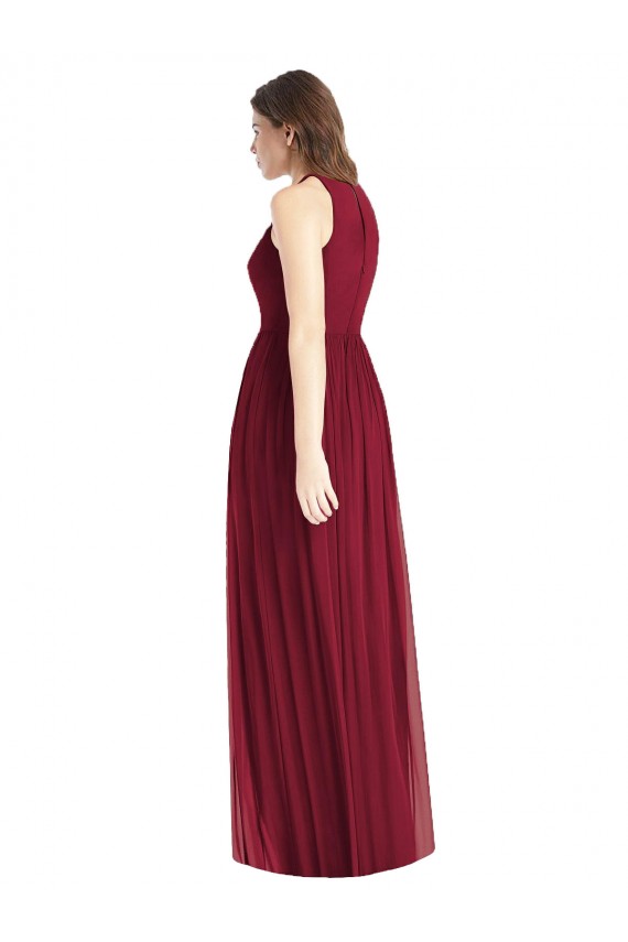 Online Lila A-Linien Neckholder Chiffon Lange Brautjungfernkleider