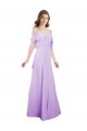 Online Lila A-Linien Off-Schulter Spaghetti-Träger Chiffon Lange Brautjungfernkleider