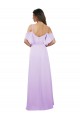 Online Lila A-Linien Off-Schulter Spaghetti-Träger Chiffon Lange Brautjungfernkleider