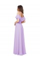 Online Lila A-Linien Off-Schulter Trägerlos Chiffon Lange Brautjungfernkleider