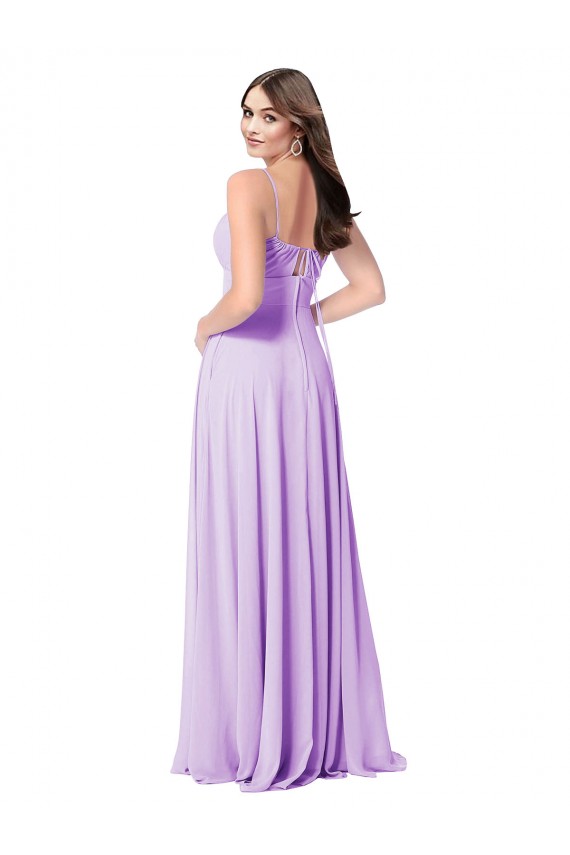 Online Lila A-Linien Scoop Chiffon Lange Brautjungfernkleider