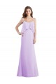 Online Lila A-Linien Spaghetti-Träger Scoop Chiffon Lange Brautjungfernkleider