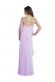 Online Lila A-Linien Spaghetti-Träger Scoop Chiffon Lange Brautjungfernkleider
