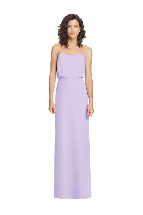 Online Lila A-Linien Trägerlos Chiffon Lange Brautjungfernkleider