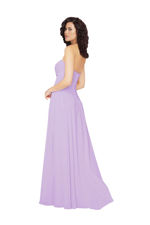 Online Lila A-Linien Trägerlos Chiffon Lange Brautjungfernkleider