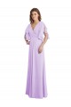 Online Lila A-Linien V-Ausschnitt Chiffon Lange Brautjungfernkleider
