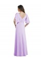 Online Lila A-Linien V-Ausschnitt Chiffon Lange Brautjungfernkleider