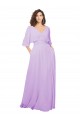 Online Lila A-Linien V-Ausschnitt Chiffon Lange Brautjungfernkleider