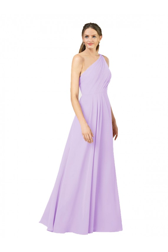 Online Lila Etui Eine-Schulter Chiffon Lange Formale Brautjungfernkleider / Abendkleider