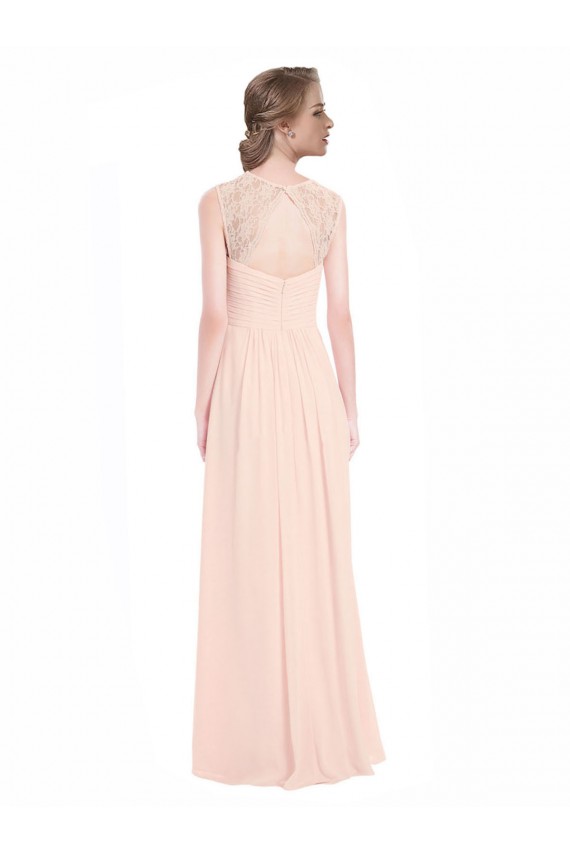 Online Minzgrün A-Linien Chiffon Spitze Lange Brautjungfernkleider