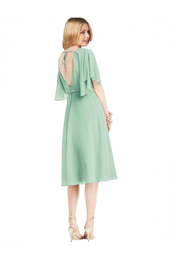 Online Minzgrün A-Linien Knielang Chiffon Kurze Brautjungfernkleider