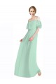 Online Minzgrün A-Linien Off-Schulter Spaghetti-Träger Chiffon Lange Brautjungfernkleider