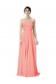 Online Peach A-Linien Trägerlos Chiffon Lange Brautjungfernkleider