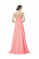 Online Peach A-Linien Trägerlos Chiffon Lange Brautjungfernkleider