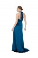 Online Pfauenblau A-Linien Neckholder Seidiger Satin Lange Formale Brautjungfernkleider / Abendkleider / Abiballkleider