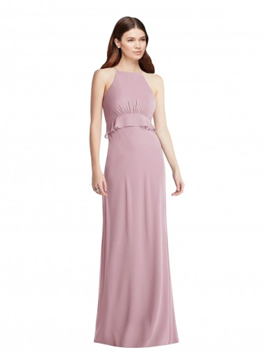 Online Primel A-Linien Neckholder Chiffon Lange Brautjungfernkleider