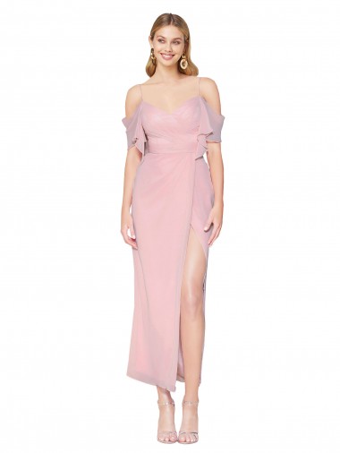 Online Primel Meerjungfrau Off-Schulter Knielang Chiffon Kurze Formale Brautjungfernkleider / Abendkleider / Abiballkleider