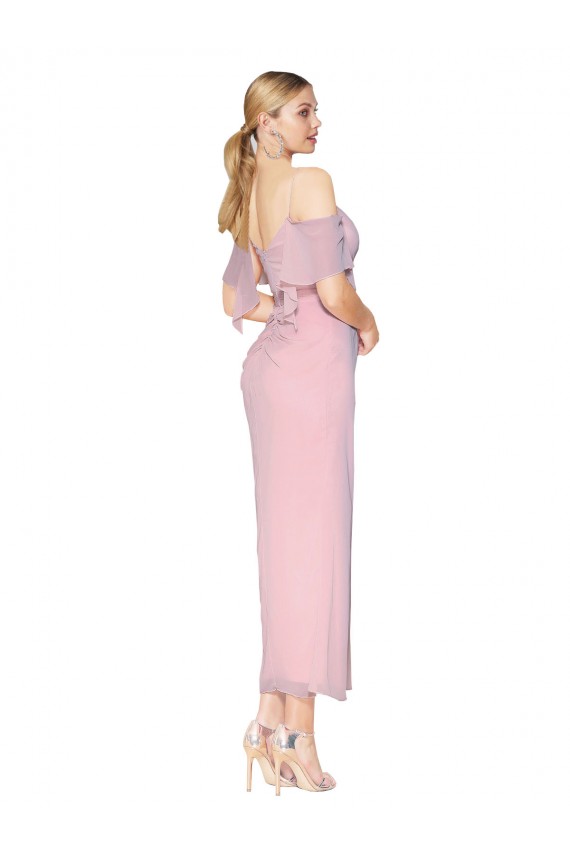 Online Primel Meerjungfrau Off-Schulter Knielang Chiffon Kurze Formale Brautjungfernkleider / Abendkleider / Abiballkleider