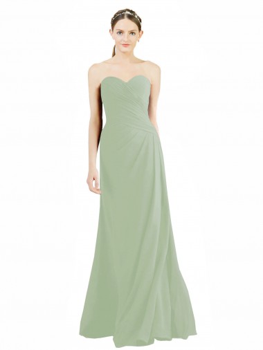 Online Rauchgrün A-Linien Chiffon Lange Brautjungfernkleider