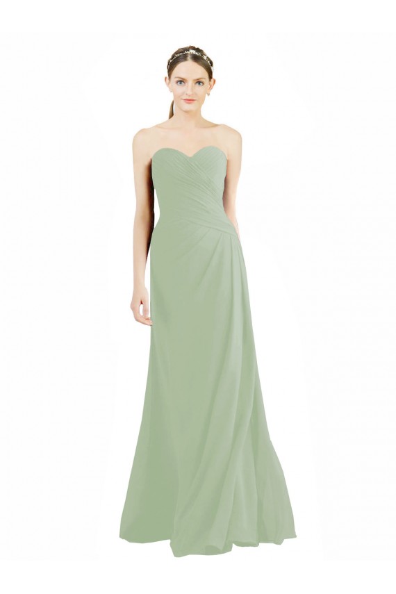 Online Rauchgrün A-Linien Chiffon Lange Brautjungfernkleider