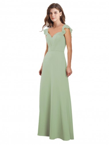 Online Rauchgrün A-Linien Chiffon Lange Brautjungfernkleider