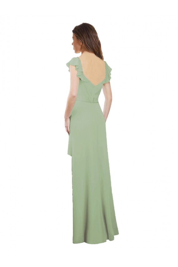 Online Rauchgrün A-Linien Chiffon Lange Brautjungfernkleider