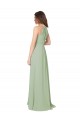 Online Rauchgrün A-Linien Neckholder Chiffon Lange Brautjungfernkleider