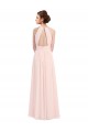Online Rosa 42 A-Linien Neckholder Chiffon Lange Brautjungfernkleider