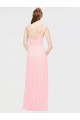 Online Rosa A-Linien Eine-Schulter Chiffon Lange Brautjungfernkleider