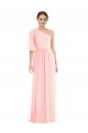 Online Rosa A-Linien Eine-Schulter Chiffon Lange Brautjungfernkleider