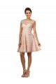 Online Rosa A-Linien Illusion Ausschnitt Knielang Chiffon Spitze Kurze Brautjungfernkleider